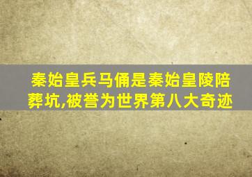 秦始皇兵马俑是秦始皇陵陪葬坑,被誉为世界第八大奇迹