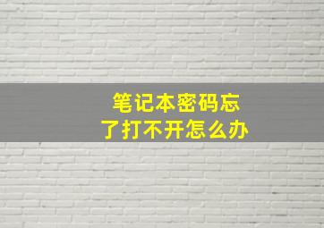 笔记本密码忘了打不开怎么办