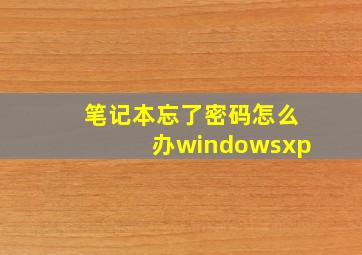 笔记本忘了密码怎么办windowsxp