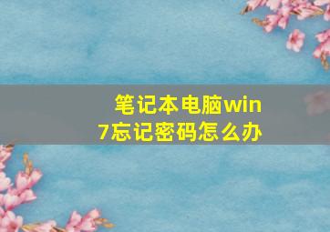 笔记本电脑win7忘记密码怎么办