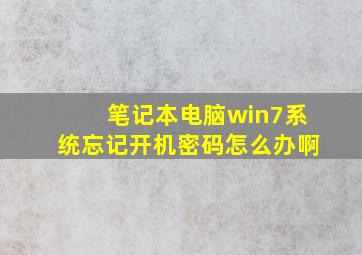 笔记本电脑win7系统忘记开机密码怎么办啊