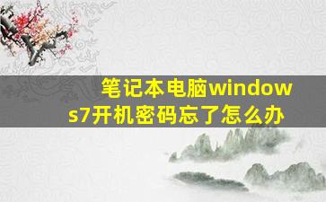 笔记本电脑windows7开机密码忘了怎么办