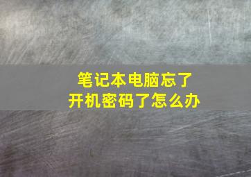 笔记本电脑忘了开机密码了怎么办