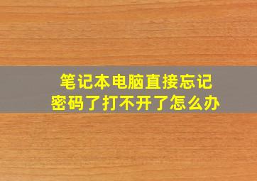 笔记本电脑直接忘记密码了打不开了怎么办