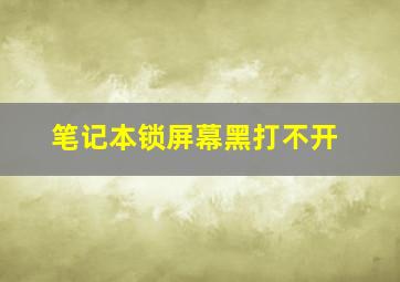 笔记本锁屏幕黑打不开