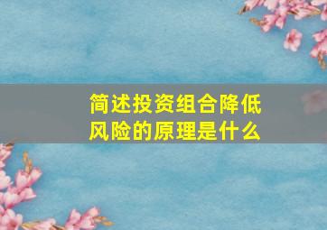 简述投资组合降低风险的原理是什么