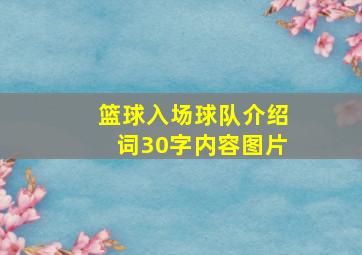 篮球入场球队介绍词30字内容图片