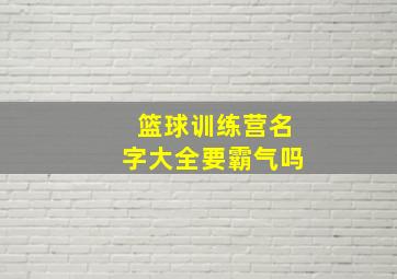 篮球训练营名字大全要霸气吗