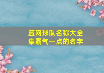 篮网球队名称大全集霸气一点的名字