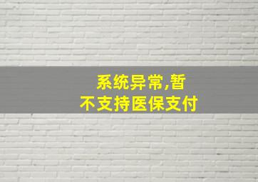 系统异常,暂不支持医保支付