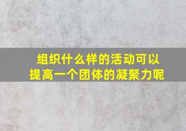 组织什么样的活动可以提高一个团体的凝聚力呢