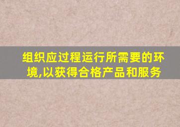 组织应过程运行所需要的环境,以获得合格产品和服务