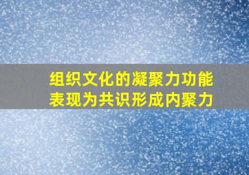 组织文化的凝聚力功能表现为共识形成内聚力