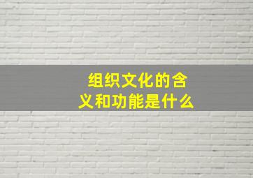 组织文化的含义和功能是什么