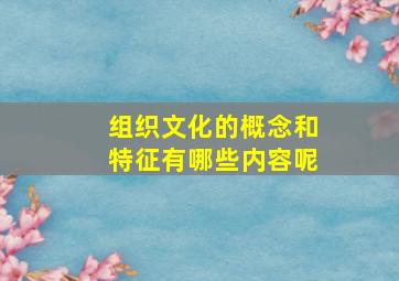 组织文化的概念和特征有哪些内容呢