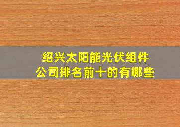 绍兴太阳能光伏组件公司排名前十的有哪些