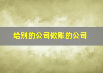 给别的公司做账的公司