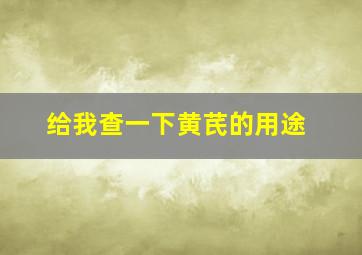 给我查一下黄芪的用途