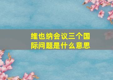 维也纳会议三个国际问题是什么意思