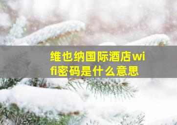 维也纳国际酒店wifi密码是什么意思