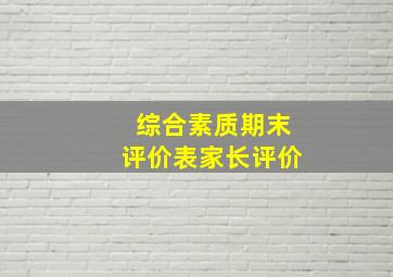 综合素质期末评价表家长评价