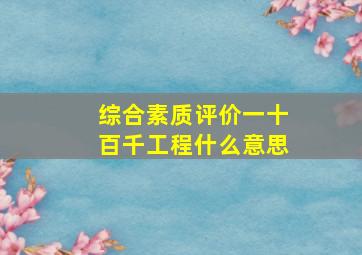 综合素质评价一十百千工程什么意思