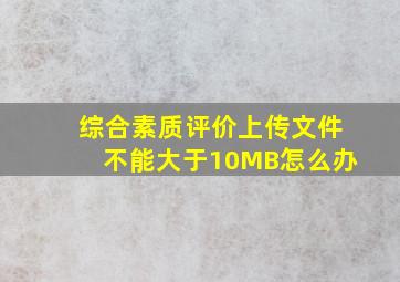 综合素质评价上传文件不能大于10MB怎么办