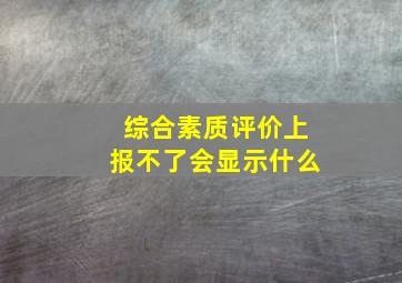 综合素质评价上报不了会显示什么