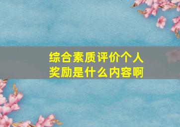 综合素质评价个人奖励是什么内容啊