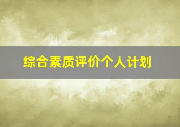 综合素质评价个人计划