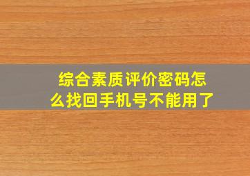 综合素质评价密码怎么找回手机号不能用了