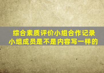 综合素质评价小组合作记录小组成员是不是内容写一样的