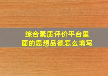 综合素质评价平台里面的思想品德怎么填写