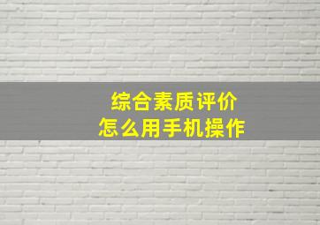 综合素质评价怎么用手机操作