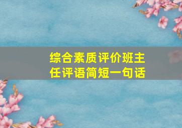 综合素质评价班主任评语简短一句话