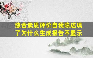 综合素质评价自我陈述填了为什么生成报告不显示