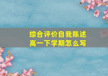 综合评价自我陈述高一下学期怎么写