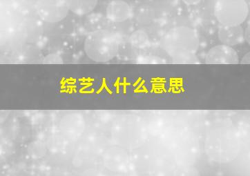 综艺人什么意思