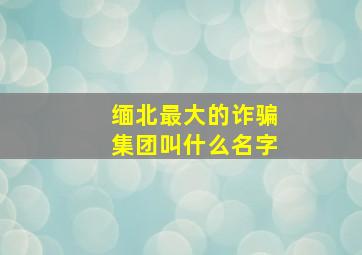 缅北最大的诈骗集团叫什么名字