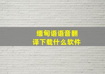 缅甸语语音翻译下载什么软件