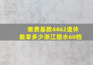 缴费基数4462退休能拿多少浙江丽水60档