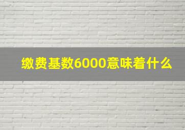 缴费基数6000意味着什么