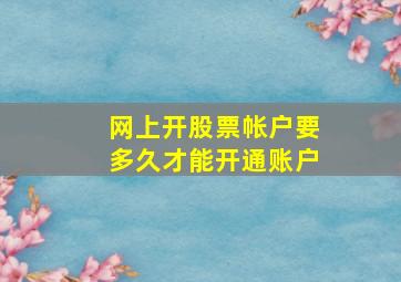 网上开股票帐户要多久才能开通账户