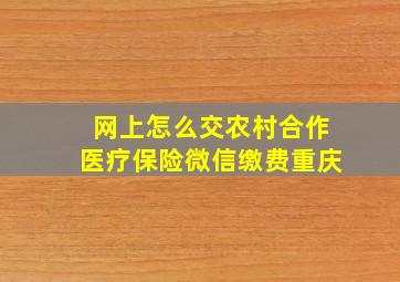 网上怎么交农村合作医疗保险微信缴费重庆