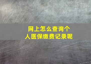 网上怎么查询个人医保缴费记录呢