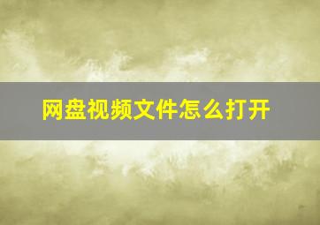 网盘视频文件怎么打开