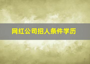 网红公司招人条件学历