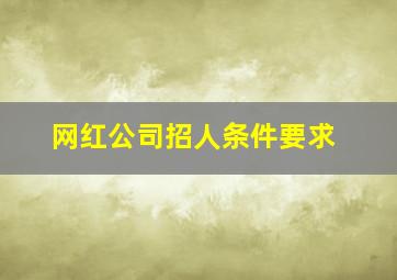 网红公司招人条件要求