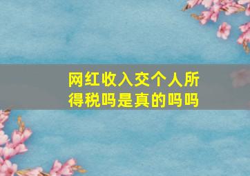 网红收入交个人所得税吗是真的吗吗