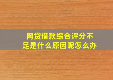 网贷借款综合评分不足是什么原因呢怎么办